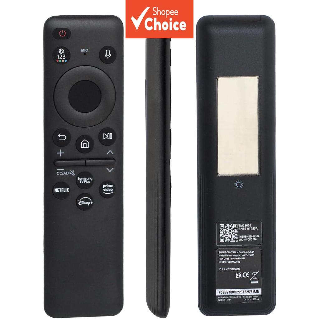 รีโมทโซลาร์สําหรับทีวี Samsung สมาร์ท ปี 2023 ของแท้ทดแทน BN59-01432B