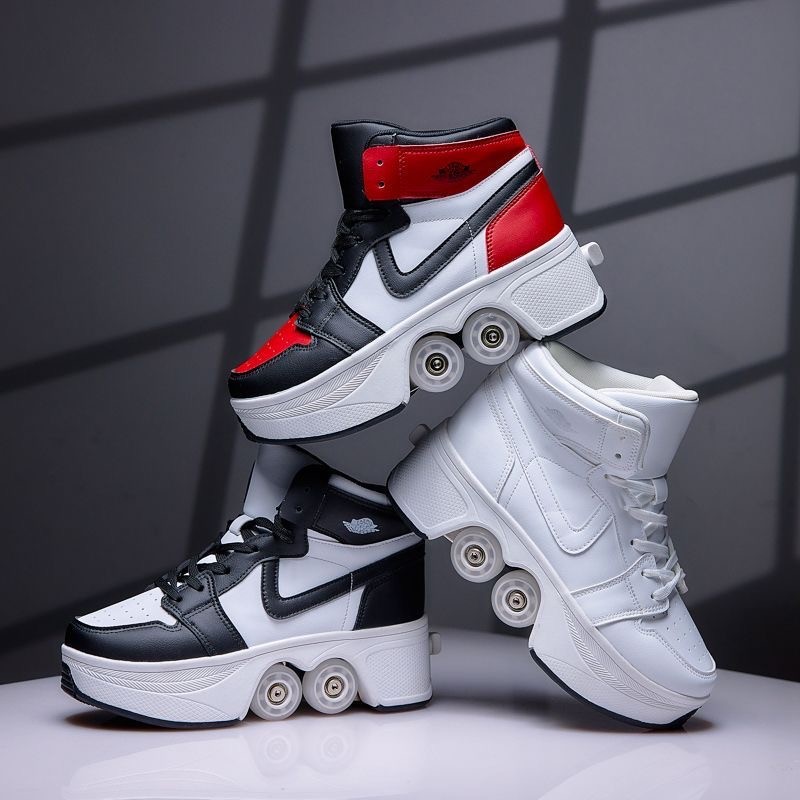 Kick Roller Roll Shoes Four Wheels Runaway Shoes รองเท้าสเก็ตสําหรับผู้ใหญ่ โรลเลอร์สเก็ตสําหรับผู้ช