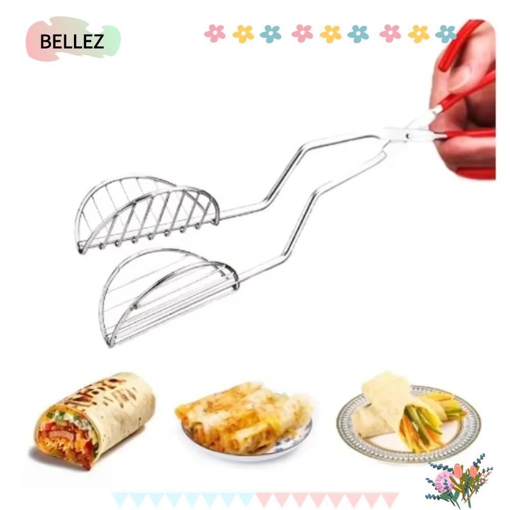 BELLEZ Tortilla Holders, สแตนเลส U-Shaped Taco Shell Tong, แบบพกพาอเนกประสงค์กด SHELL Maker แหนบสําห