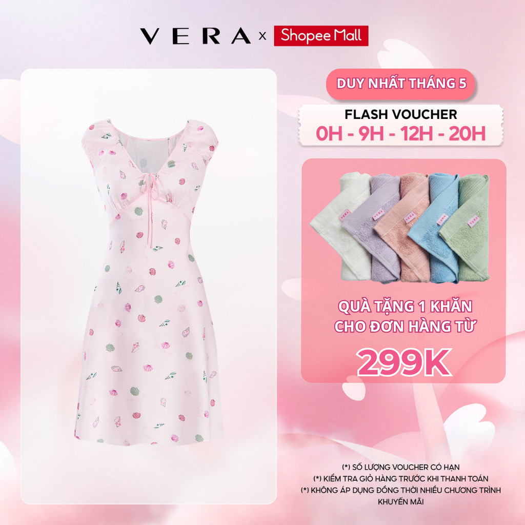 เดรสสั้นพิมพ์ลายมือผู้หญิง Vera satin - V0805