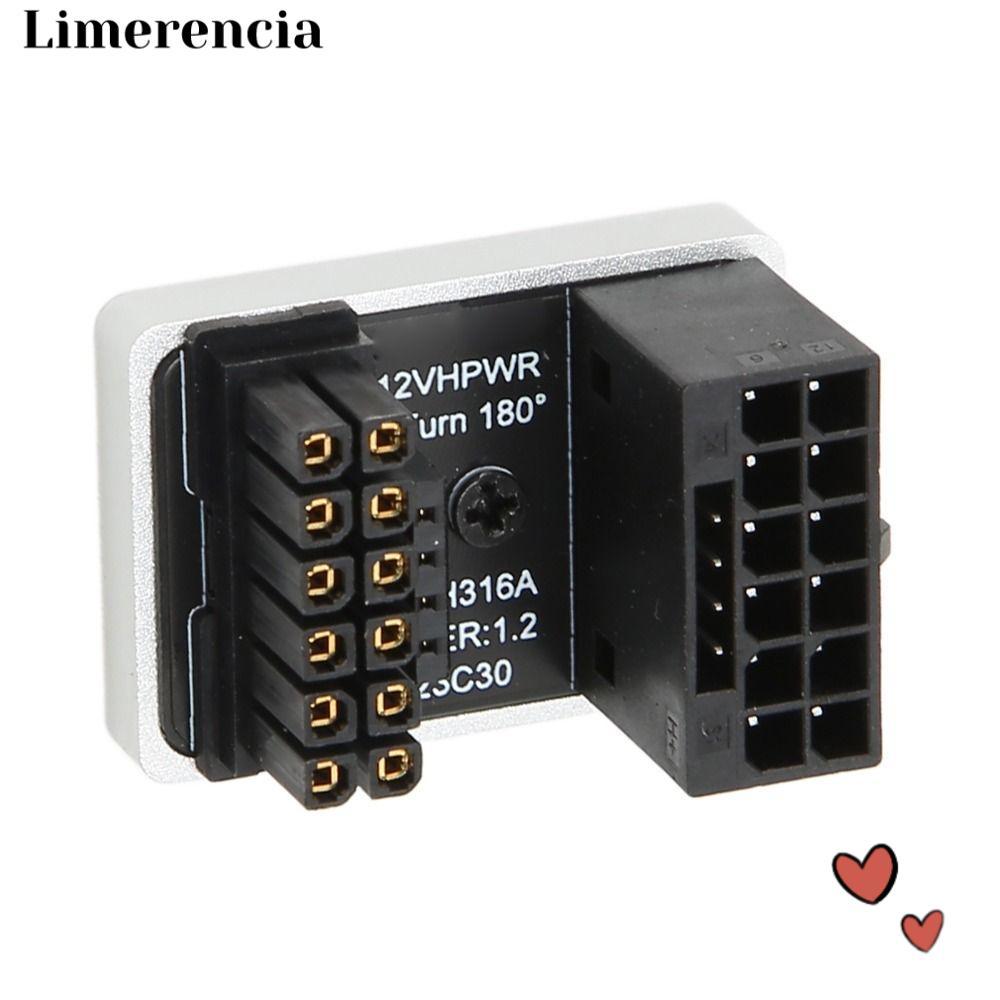 LIMERENCIA GPU PCIe Connector, 12 + 4 ขา 180 องศามุม GPU Power Adapter, ทนทาน Plug and Play PH316 Ty