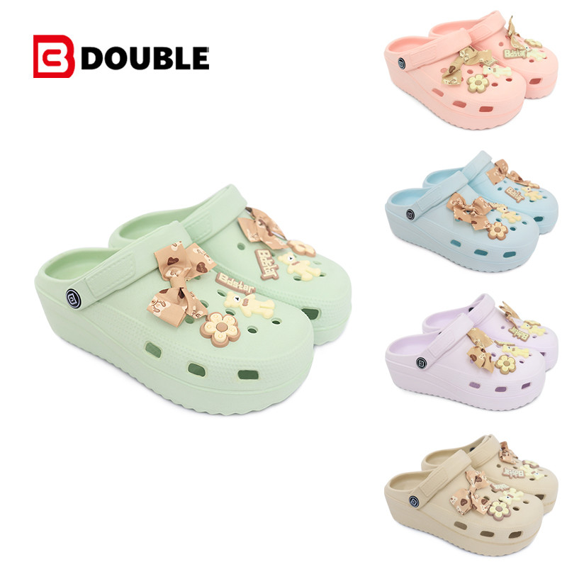 BB DOUBLE รองเท้าหัวโต สีพาสเทล รุ่น TE3100-2 สายรัดส้นเท้า วัสดุยาง EVA ระบายอากาศ ดูดซับแรงกระแทก สำหรับไซส์ 36-41