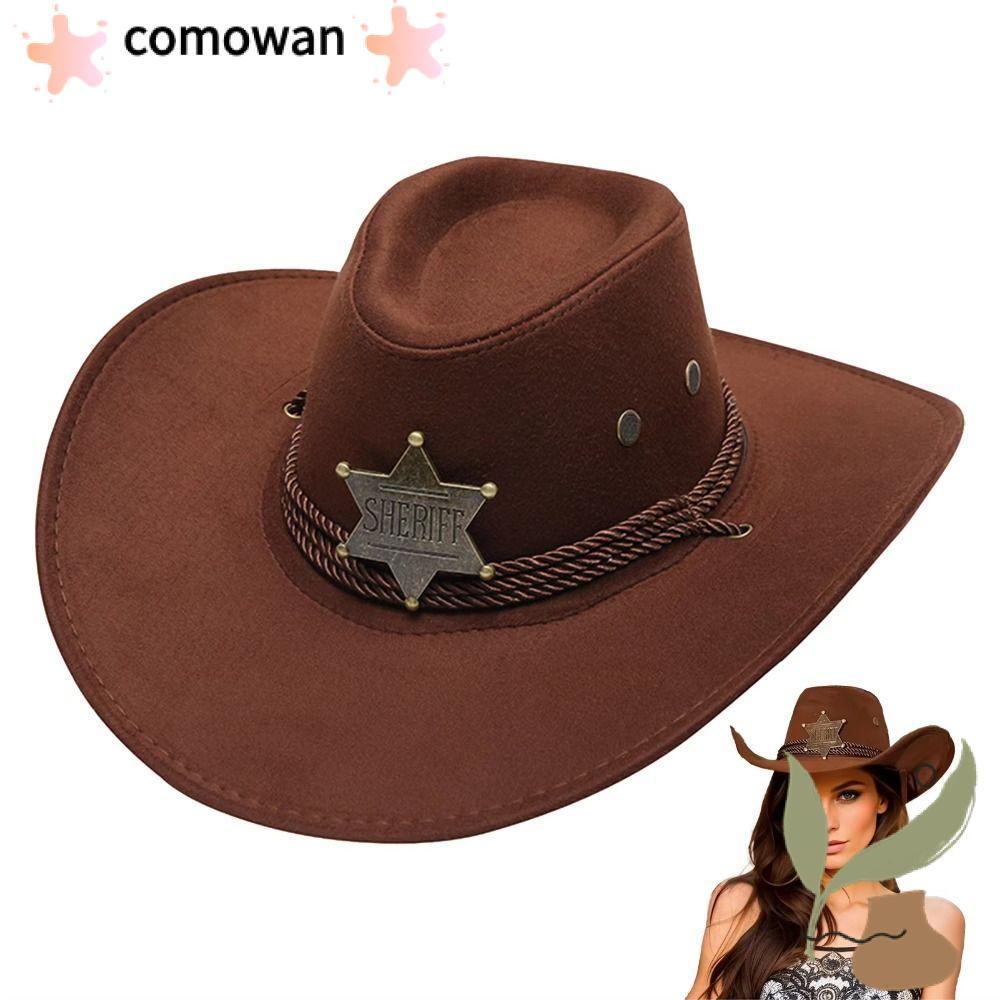 หมวกคาวบอยชายหาด KOWAN สีทึบ หนังนิ่มเทียม ปีกกว้าง ระบายอากาศได้ เหมาะสำหรับการคอสเพลย์และสวมใส่บนชายหาด