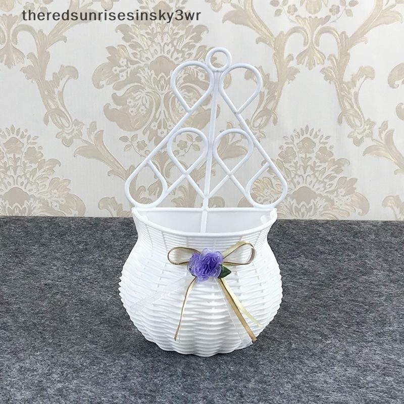(the) สวน DIY แจกันตะกร้าดอกไม้ Sundries Organizer แขวนผนังหวายเทียม (TH)