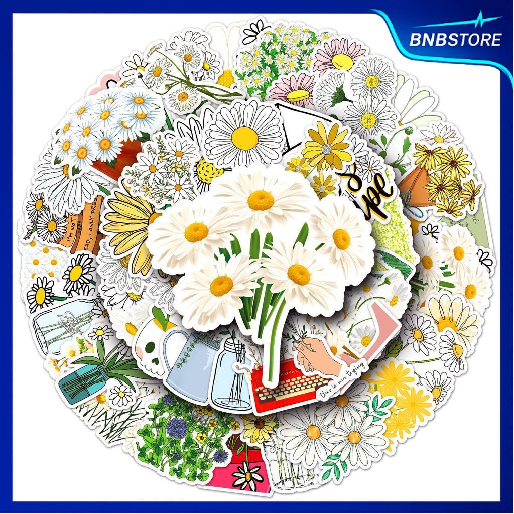 🍀ส่งจากไทย🍀 50ชิ้น สติกเกอร์ ดอกเดซี่ Daisy Flower Sticker พร้อมส่ง