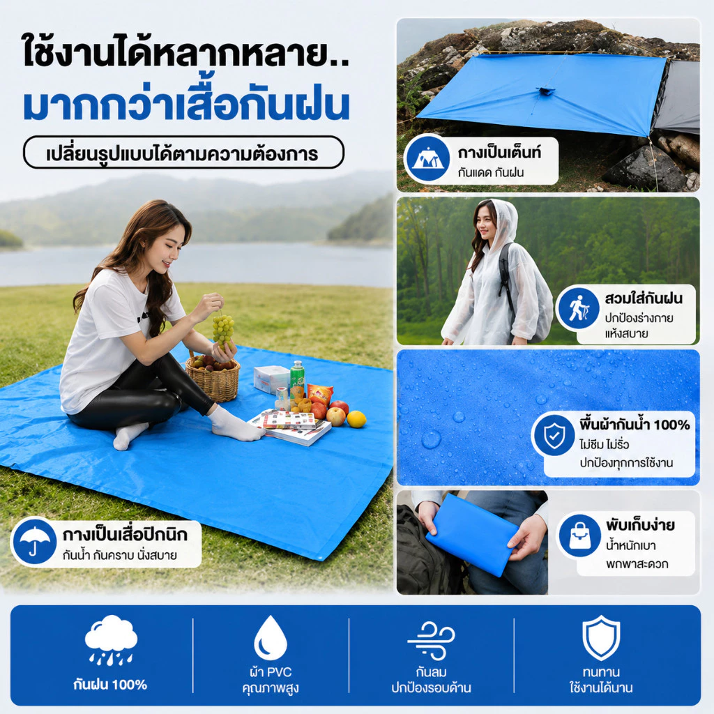 เสื้อกันฝน 2in1 วัสดุ EVA หนา กันน้ำ thumbnail 5