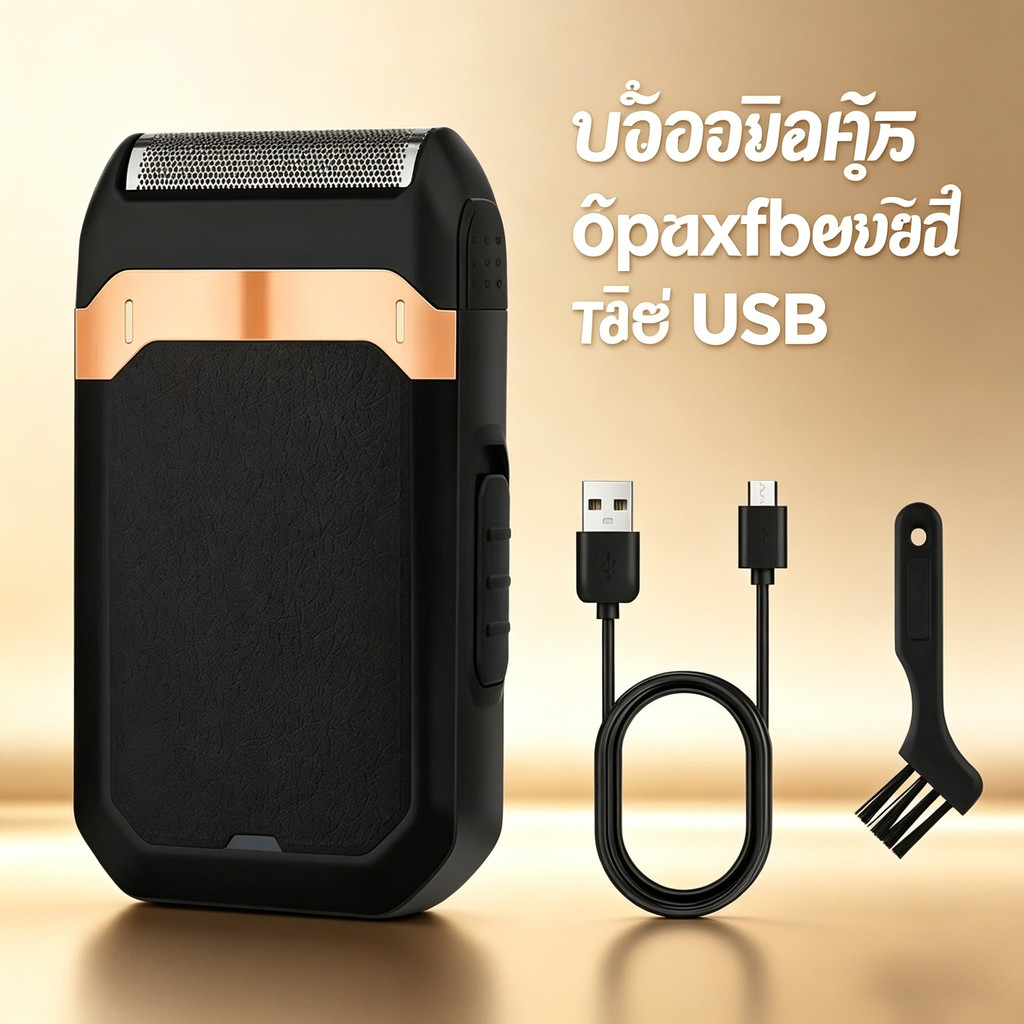 เครื่องโกนหนวดไฟฟ้า แบบพกพา ชาร์จ USB มีดโกนหนวดสำหรับผู้ชาย ใช้งานสะดวก พกไปไหนก็ได้