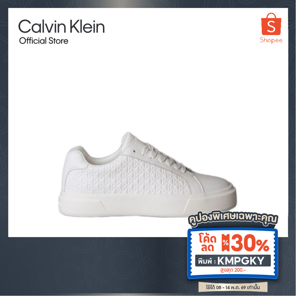 [ลด30%พิมพ์ KMPGKY] CALVIN KLEIN รองเท้าผ้าใบผู้หญิง รุ่น YW02006 YAF-สีขาว