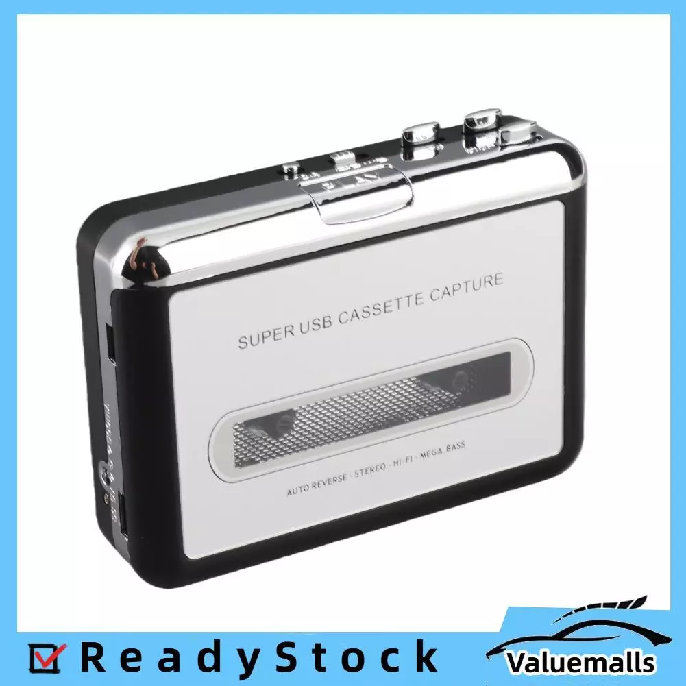 Valuemalls USB Cassette Converter เทปเป็น MP3 คุณภาพเสียงไฮไฟเครื่องเล่นเพลงพกพาพร้อมหูฟัง