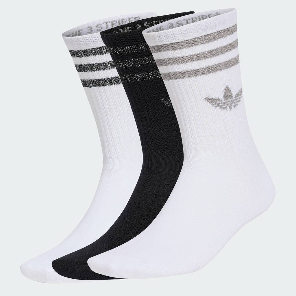 adidas Lifestyle 3 STRIPES GLITTER CREW SOCKS 3 PAIRS Unisex White KR4218