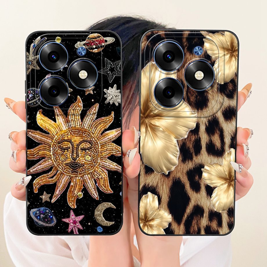 สําหรับ Tecno Spark 20 20C 20 Pro กรณีเสือดาว Sun ทาสีซิลิโคนนุ่มกันกระแทกฝาครอบโทรศัพท์สําหรับ Tecn