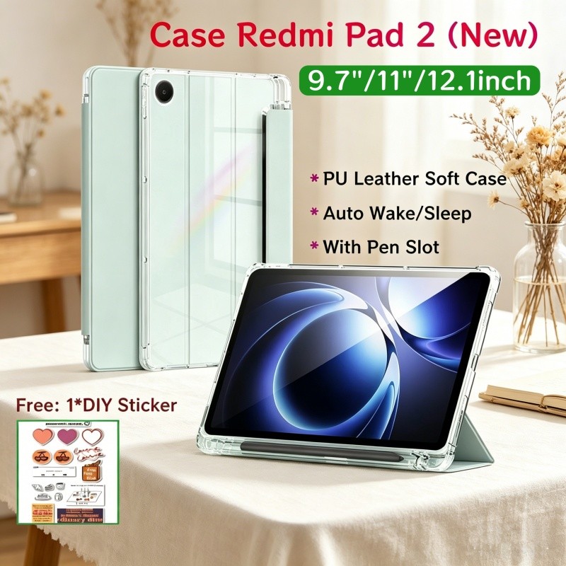เคส RedMi Pad 2 9.7 นิ้ว 2026 พร้อมช่องเสียบปากกาเคสแม่เหล็ก RedMi Pad 2 SE ฝาครอบด้านหลังโปร่งใสสํา