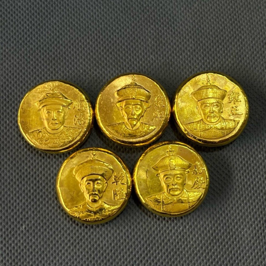 โบราณ Daqing Gilt คอลเลกชันเหรียญทองหายาก Solid Five Emperor Gold เค้กมังกร Western Play Gold Nuggag