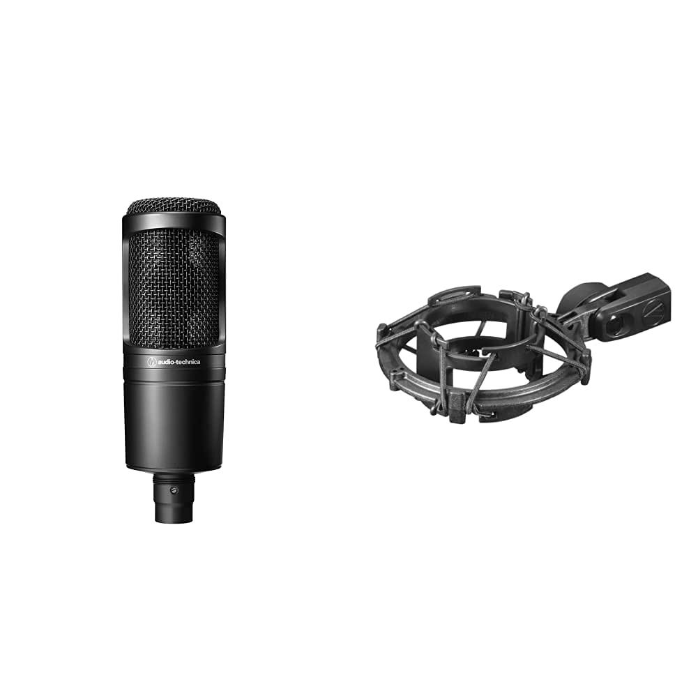 Audio-Technica AT2020 Condenser Microphone Black & AT8458a Shock Mount Japan Original - Black