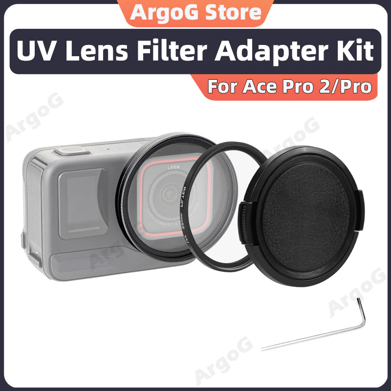 ArgoG อแดปเตอร์ฟิลเตอร์เลนส์ 52mm สำหรับ Insta360 Ace Pro / Ace Pro 2 พร้อมฟิลเตอร์ UV และฝาครอบ อุปกรณ์เสริม Ace Pro 2