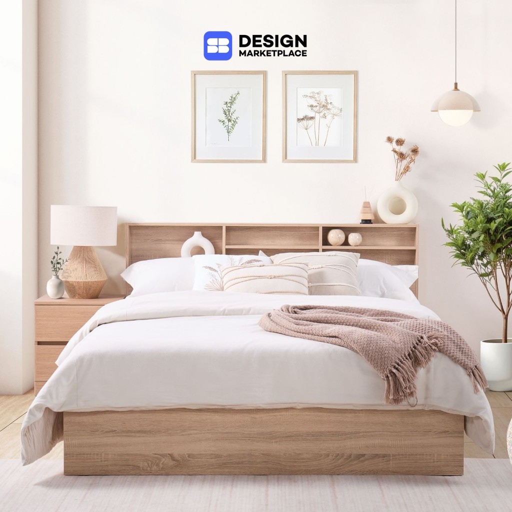 SB Design Square เตียง 5 ฟุต รุ่น Haley สีไม้อ่อน แบรนด์ KONCEPT FURNITURE