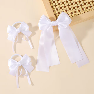 3 ชิ้นหวานสีขาว Bows กิ๊บติดผมสําหรับสาว Fresh Barrette Boutique ผ้าเต็มรูปแบบเด็ก Headwear อุปกรณ์เสริมผม