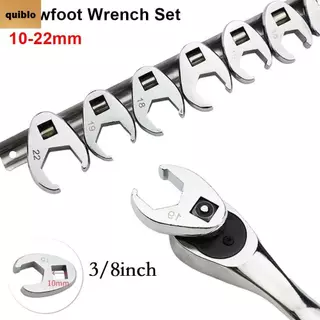 QUIBLO 10 ชิ้น/เซ็ต Crowfoot ประแจ,เหล็กคาร์บอน 3/8 นิ้วไดรฟ์ Open End Spanner, เมตริกเท้า 10-22 มม.ฮอร์นประแจสําหรับประแจแรงบิดชุดคีย์