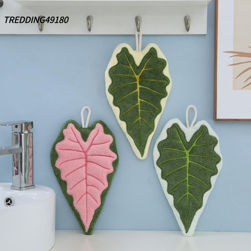 TREDDING49180 ผ้าขนหนูสําหรับห้องครัว, ผ้าเช็ดมือแบบหนาใบไม้, ผ้าขนหนูห้องน้ําแบบนุ่มสองชั้นแบบแห้งความเร็วใช้ในครัว