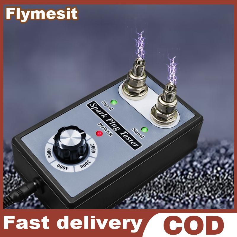 Flymesit 1 ชุดรถรถจักรยานยนต์คอยล์จุดระเบิด Cheer Spark เครื่องตรวจจับปรับ Dual Hole Sparking Plug เครื่องทดสอบ Spark Tester เครื่องมือวินิจฉัย EN