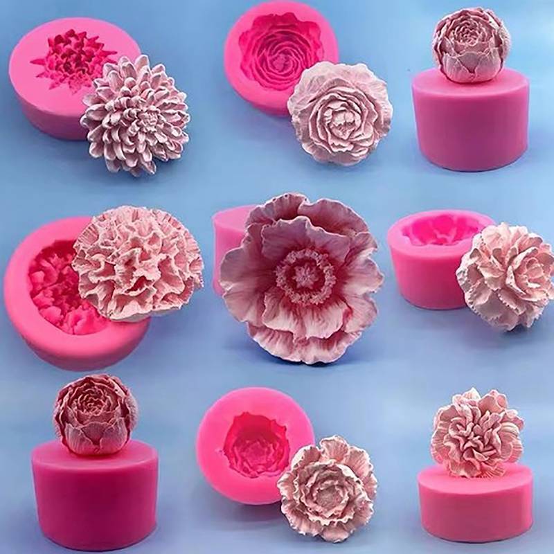 G&Y แม่พิมพ์เค้กซิลิโคนช็อกโกแลตสบู่ทําเครื่องมือเทียน Mould นูนดอกไม้ Bloom Aromatherapy Candy Handmade งานแต่งงาน Decor