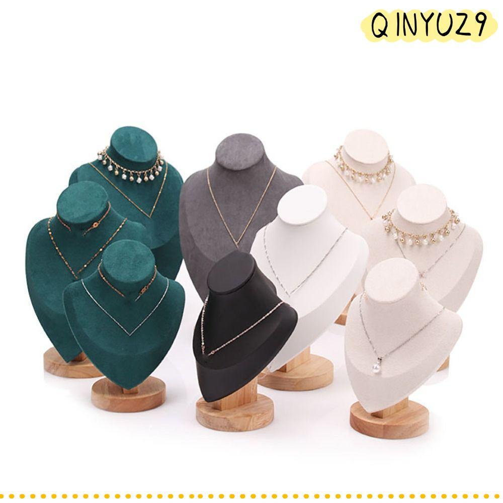 QINYUZ9QX ชั้นวางสร้อยคอ,แสดงหนังนิ่มชั้นเก็บเครื่องประดับ,ไม้คอแสดงอุปกรณ์ประกอบฉากสร้อยคอ