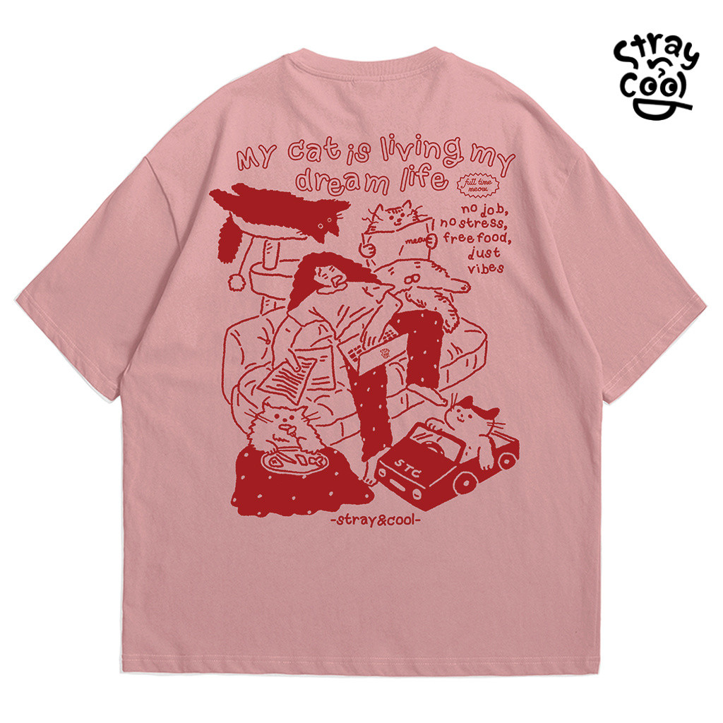 Strayandcool เสื้อยืดโอเวอร์ไซส์  "Full time Meow" Oversized T-shirt