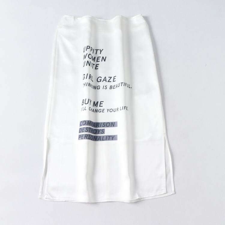 กระโปรง Hem Slit Letter Embellishment Elegant ทางปัญญาสุภาพสตรีกระโปรงยาวปานกลาง PD0B68