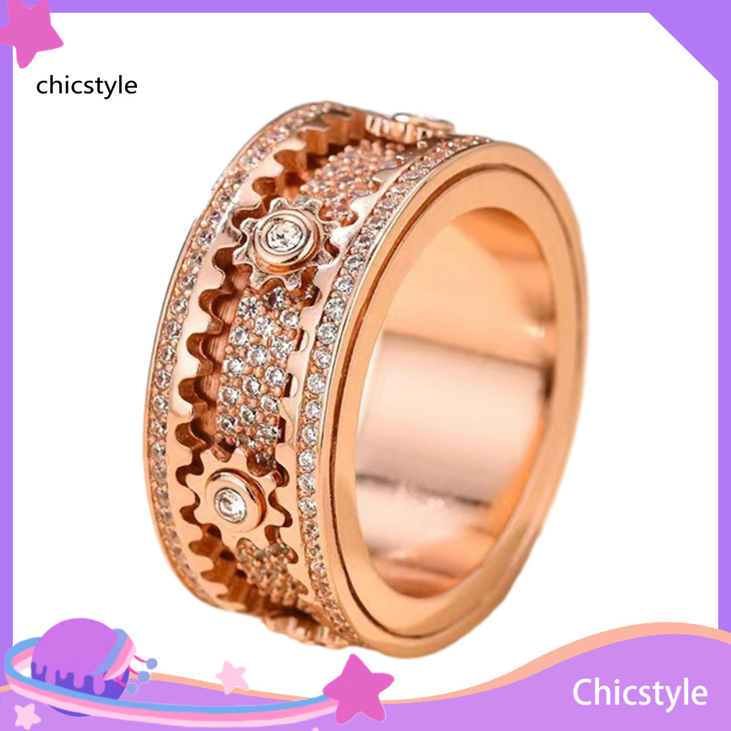 Chic สแตนเลส Spinner แหวน ลดความเครียดและวิตกกังวล มาพร้อมคริสตัล เพื่อสมาธิและการผ่อนคลาย