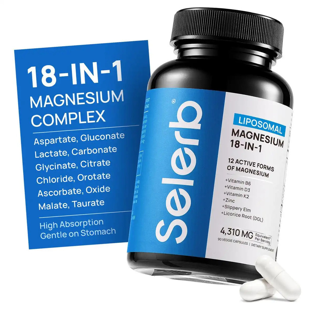 Selerb 18-IN-1 Complex – 12 Active Forms of with Vitamin B6, D3, K2, Zinc & Slippery Elm – รองรับ, ผ