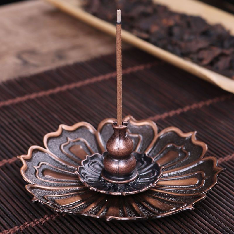 TQ~Three Treasures Lotus Incense Holder, Sandalwood Incense Stick Holder, Home Fragrance Incense Bur