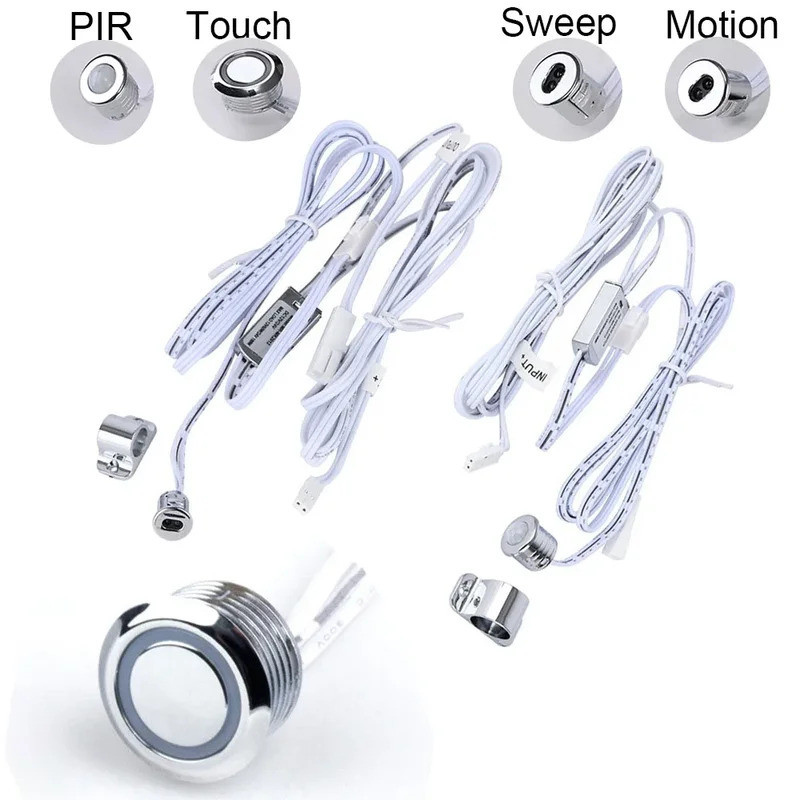 DC12V24V DuPont รุ่น Silver PIR Touch Sweep Motion Double Door Closet & Cabinet Sensor Switch สมาร์ท