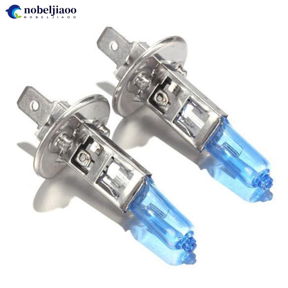 NOBELJIAOO 2PCS H1 12V 100W ฮาโลเจนสีขาว 6000 K หัวโคมไฟ Globes หลอดไฟหมอกรถหลอดไฟ K7N8