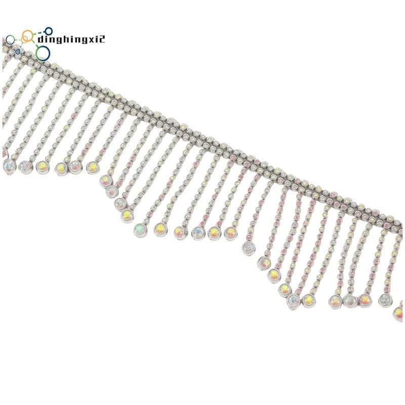 Gold& Silver Beaded Fringe-5 Yards-Perfect สําหรับตกแต่งบ้านและเหมาะสําหรับเครื่องประดับแฟชั่น Silve