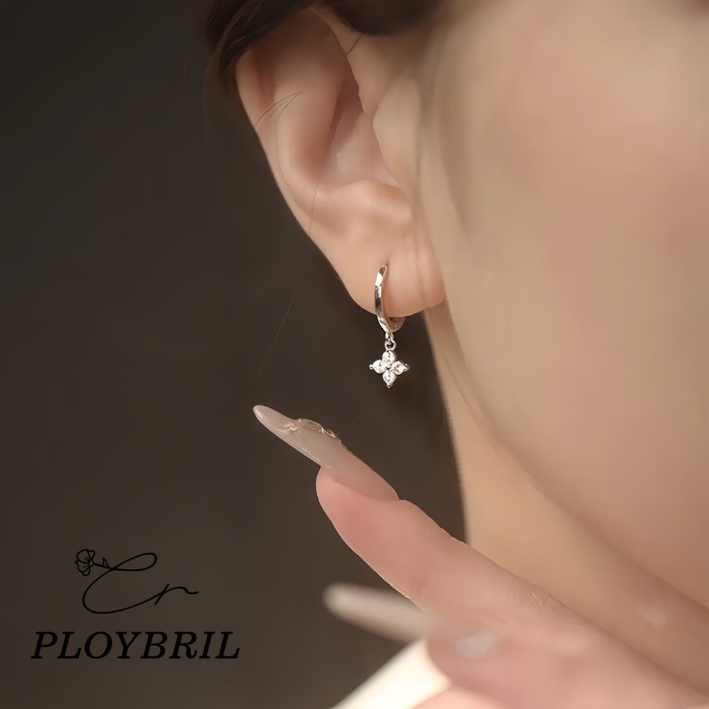 PLOYBRIL 🔥ลายเยอะ🔥 ต่างหูเงิน 925 แท้ สไตล์เกาหลี สุดเรียบหรู แพ้ง่ายก็ใส่ได้ E072