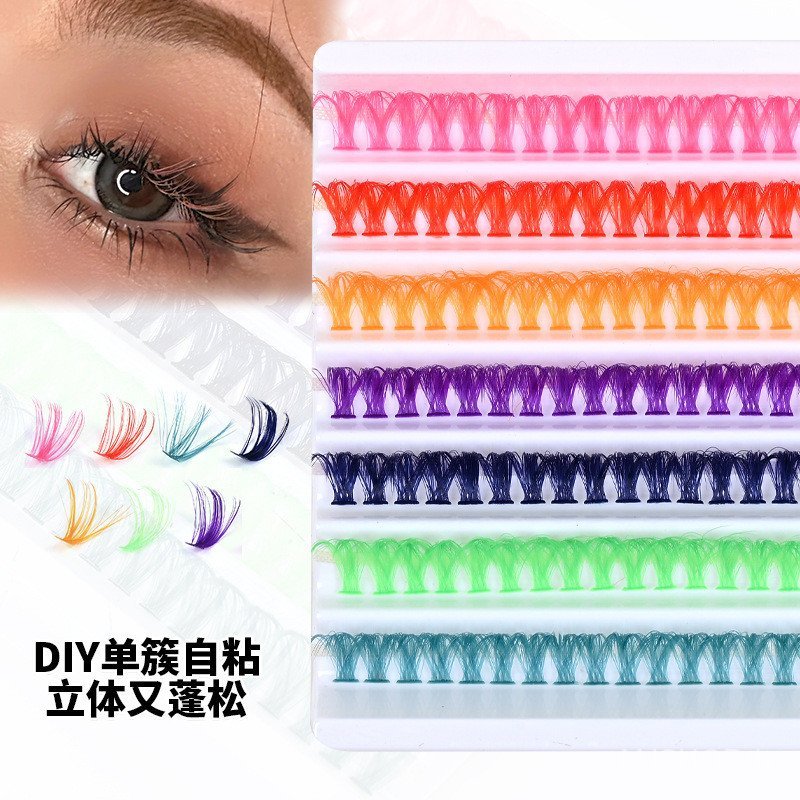 [คลังสินค้าพร้อม] MJshop ขนตาปลอมสีสันสดใส Segmented Soft Light Curling Eyelashes Eyelashes Double E