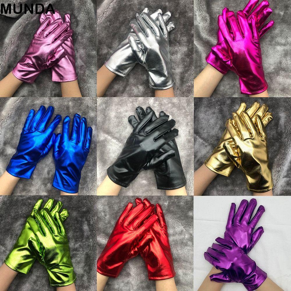 MUNDA ถุงมือขับรถ Gothic Punk ผู้หญิง หนังเงาบาง สไตล์แฟชัน ใช้งานได้ทั้งการแสดงและคอสเพลย์