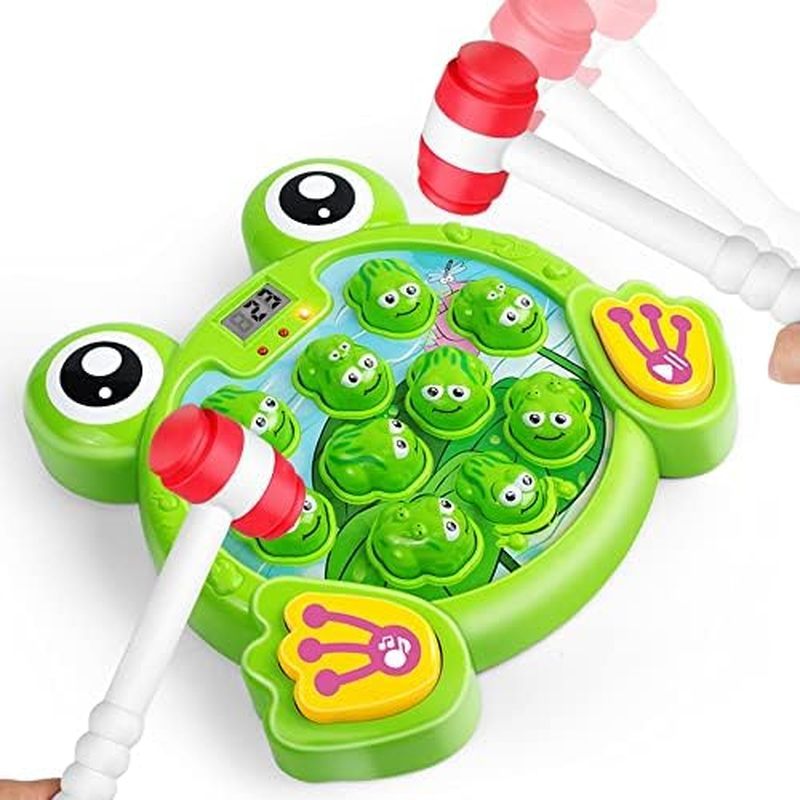 YEEBAY Whack A Frog Game with 2 Hammers, Toddler Early Developmental Learning Toy, Fun Birthday Gift