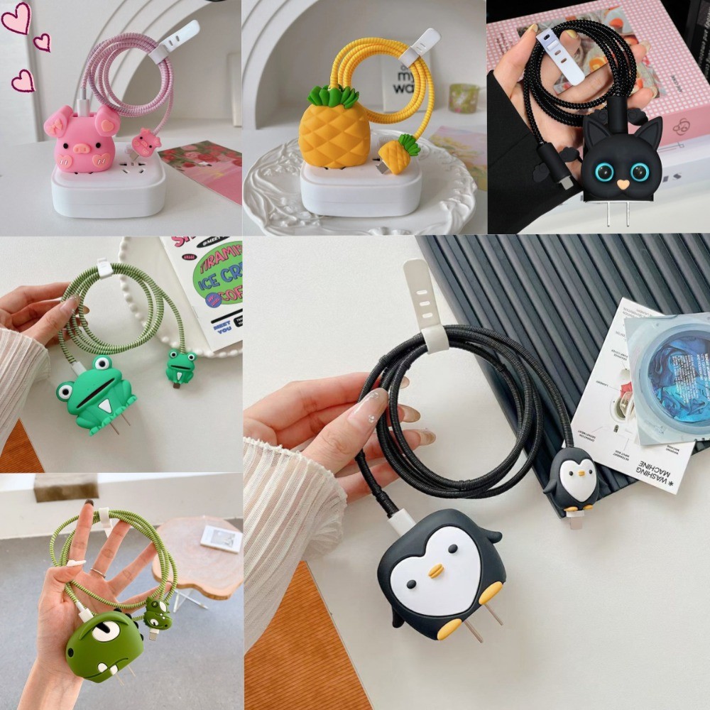 【จัดส่งจากประเทศไทย】ชุดป้องกันสายชาร์จน่ารักสำหรับเคสชาร์จ iPhone 20W เคสป้องกันสายเคเบิลข้อมูลป้องกันความเสียหาย