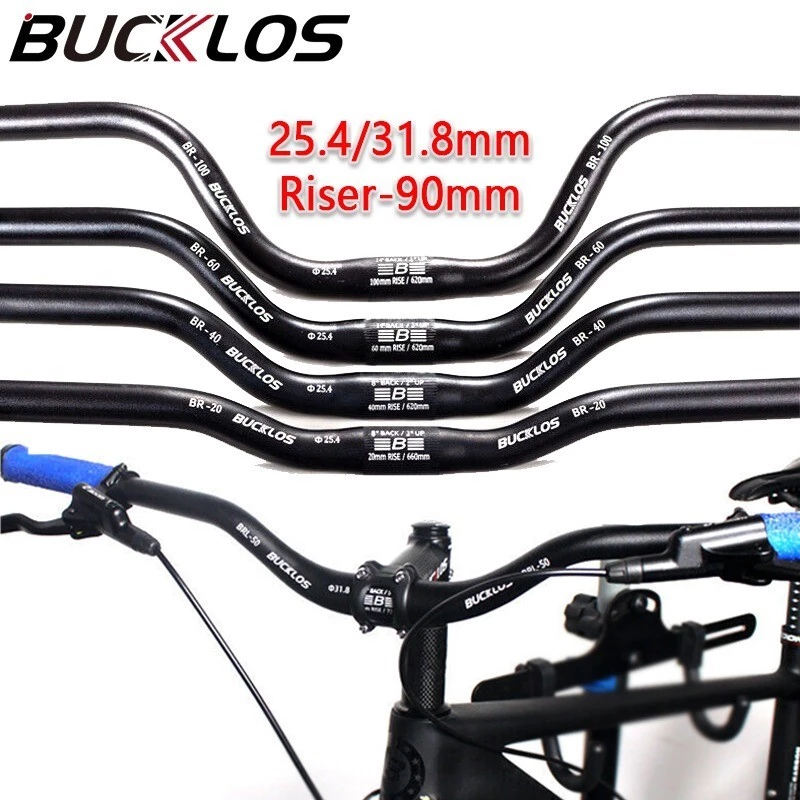 BUCKLOS Handlebar สำหรับจักรยาน ขนาด 25.4/31.8 มม., สูงขึ้น 90/100 มม., เหมาะสำหรับการใช้งานหลากหลาย