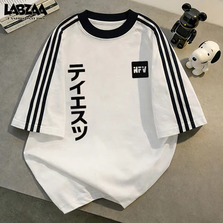 【จัดส่งจากกรุงเทพฯ】LABZAA เสื้อยืดแขนสั้นคอกลม✨วินเทจฟอกน้ำ ดีไซน์คลาสสิค ลายตัวอักษร ใส่สบาย ระบายอากาศ ผ้าฝ้าย YG4718