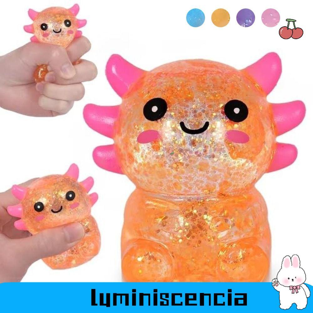 LUMINESCIA Squishy Stress Glitter, Soothing Texture Sugar Filled Axolotl Squishy ของเล่น, น่ารัก Gli