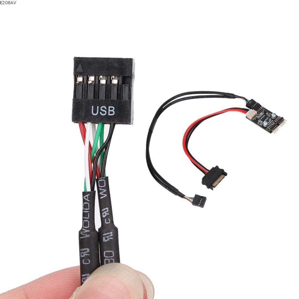 E208AV 1 ถึง 2 สายต่อ USB, พร้อมสายไฟแบบพกพา USB Extension Hub, ความเข้ากันได้ 9PIN Dual USB Header 