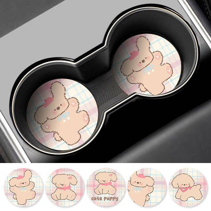 Blue Knot Puppy Car Coaster Car Good Product Creative Water Cup Mat Car Interior Ornaments Non-Slip 