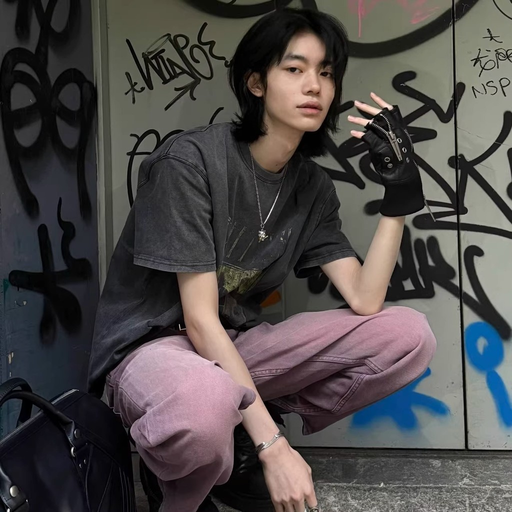 SUIKONE ซุยโคเนะ เสื้อยืดผู้ชายแขนสั้นแบรนด์แฟชั่นอเมริกันคอกลมพิมพ์คุณภาพสูงเป็นกลาง — صورة 5