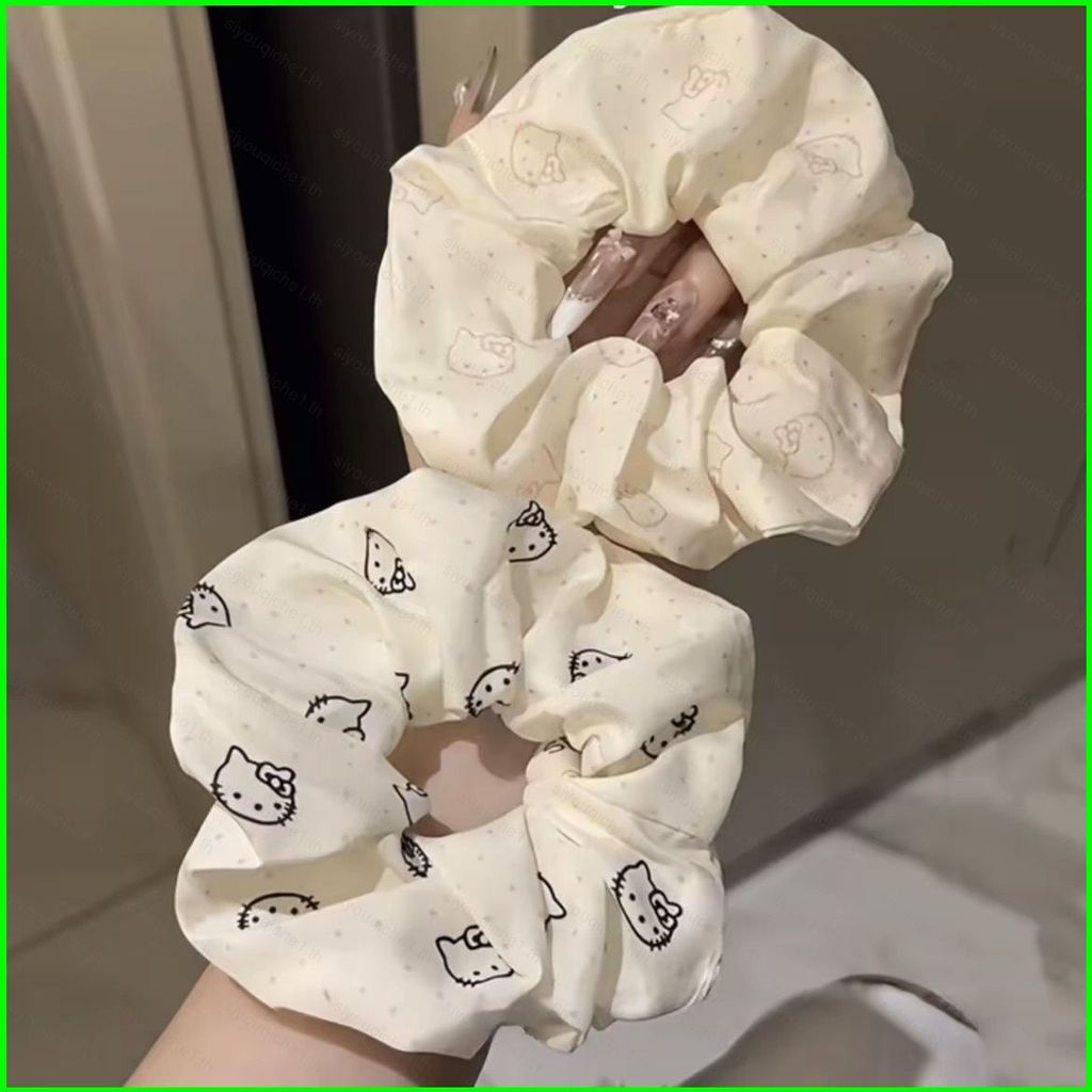 SY1 ลูกแมวน่ารัก Hello Kitty Hair Tie ผ้าฝ้ายนุ่มยืดหยุ่นอินเทรนด์อุปกรณ์เสริมสําหรับสาววัยรุ่น YS1