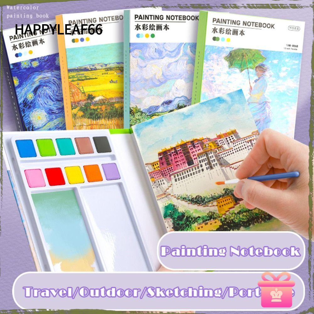 HAPPYLEAF66 ภาพวาดโน้ตบุ๊ค,เม็ดสี/แปรง A3 ขนาดกระดาษสีน้ํา,คุณภาพสูงหนา Art Sketchbook Travel
