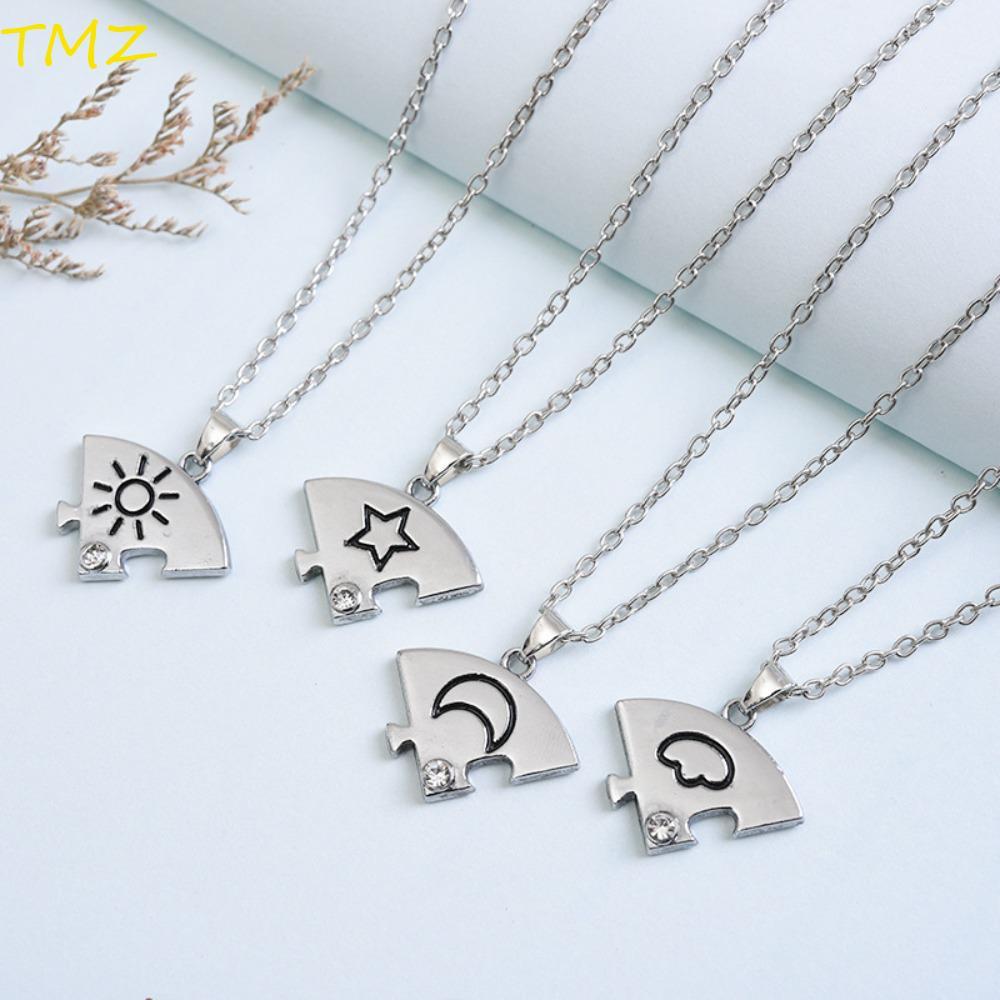 TMZ14968 4 ชิ้น/เซ็ตจิ๊กซอว์ BFF สร้อยคอ, Rhinestone ชุดเครื่องประดับ Best Forever สร้อยคอ, สร้อยคอ 