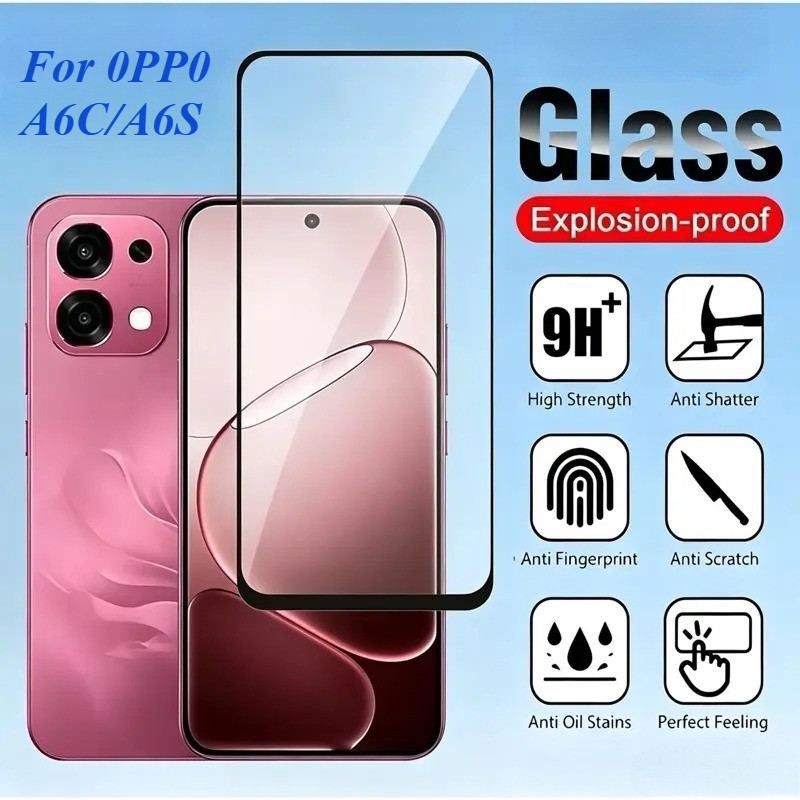 ฟิล์มเต็มจอ For Oppo A6C/A6S/A6T/A6/A6X/A6Pro ฟิล์มกันกระแทก กระจกนิรภัยแบบใส HD ฟิล์มกันรอยด้านหน้าขอบดำ พร้อมส่ง
