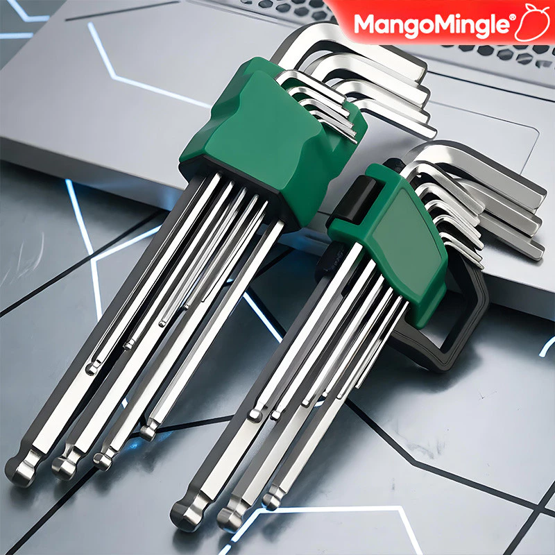 หกเหลี่ยมหัวบอล 9 ตัวชุด (ยาว) CR-V แท้ 100% ,3 extra long repair tool set to choose from in industrial grade